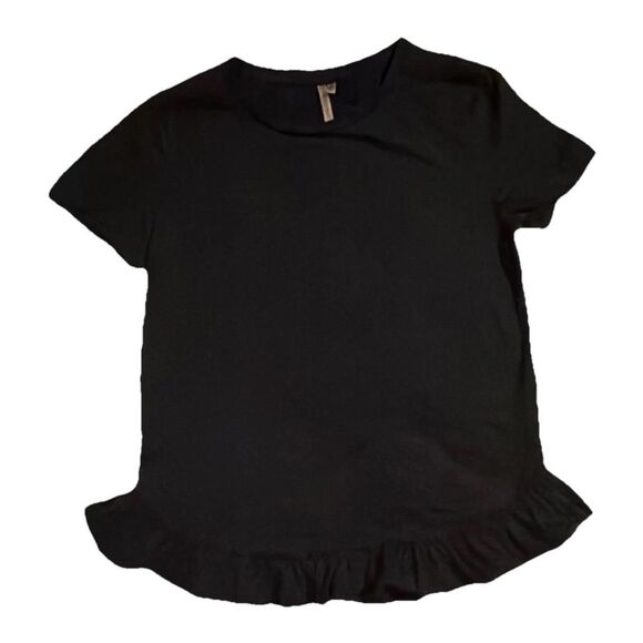 Banana Republic Tops - Banana Republic Black Ruffle Hem Short Sleeve T-Shirt XS Women